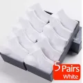 5pairs Mens Socks Boat Black Business Solid Color Breathable Comfortable High Quality Ankle. 