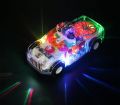 Transparent Concept Racing Car Toy – Light & Sound, Gear Simulation, 360° Rotating 3D Mechanical Concept Car for Kids.