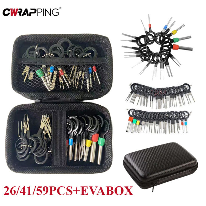 26-59pcs Car Terminal Removal Kit Box Wire Plug Connector Extractor Puller Release Pin Extractor Set Terminal Plug Repair Tools
