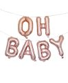 OH Baby Script Foil Balloons, for Baby Shower Decorations, Girl Gender Reveal, Straw and 32' Roll Ribbon Included. 