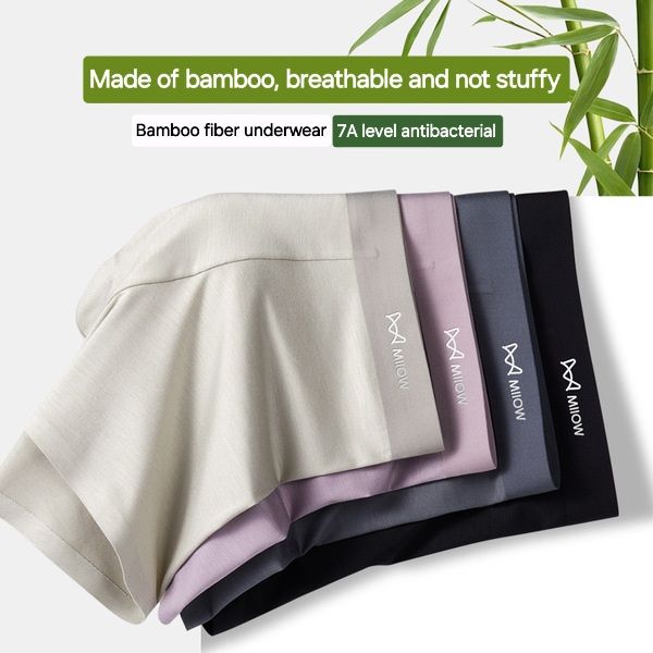 Miiลw Underwear for men China Ice Silk Men's Underwear - Antibacterial Men Boxer - (1 Pis) - Male Underpants Shorts Boxers Panties Brief - Luxurious comfort for your everyday - 1 Pis Boxer - Miiow 2 Bumboo Fiber