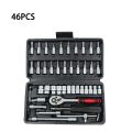 46pcs 1/4 Inch Drive Socket Set Ratchet Wrench Set Car Tool Kit, Bit Socket Wrench Set Metric Mechanic Tool Set Car Accessories.