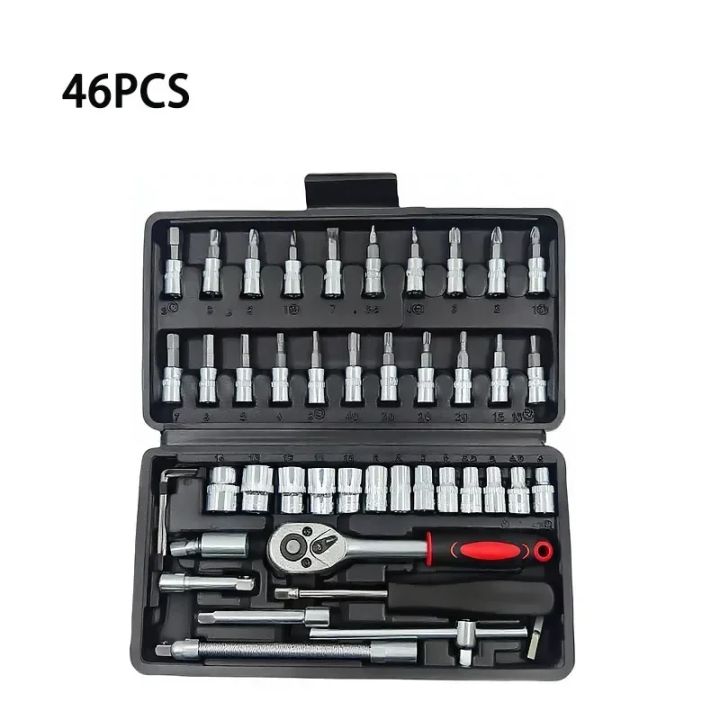 46pcs%201/4%20Inch%20Drive%20Socket%20Set%20Ratchet%20Wrench%20Set%20Car%20Tool%20Kit,%20Bit%20Socket%20Wrench%20Set%20Metric%20Mechanic%20Tool%20Set%20Car%20Accessories%20-%20Image%207
