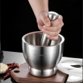 Genuine stainless steel mortar with silicone cap pestle stainless steel Korean mortar with cover size 10/12.7 cm. easy to carry.. 
