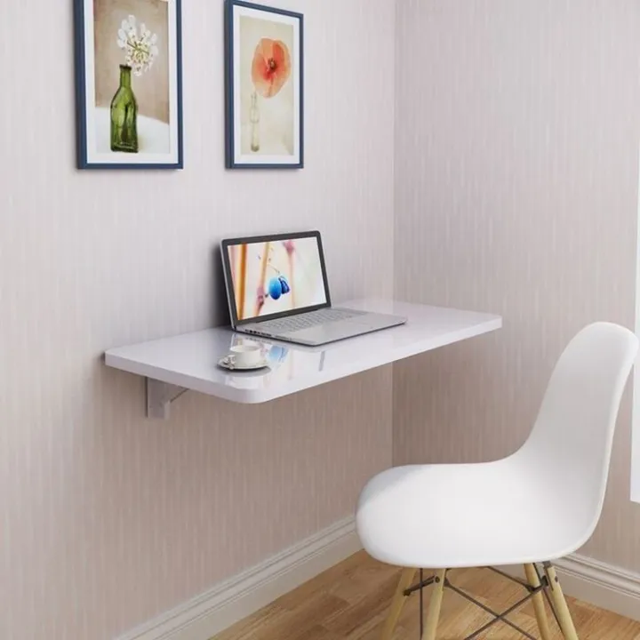 Wall-Mounted Folding Laptop Table - Floating Study Table - Space-Saving ...