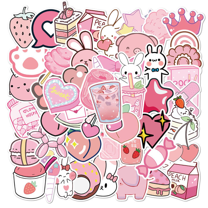 50pcs%20Cute%20Pink%20Stickers%20for%20Water%20Bottles,%20Kawaii%20Aesthetic%20VSCO%20Stickers%20for%20Laptop%20Hydroflask%20Skateboard,%20Waterproof%20-%20Image%202