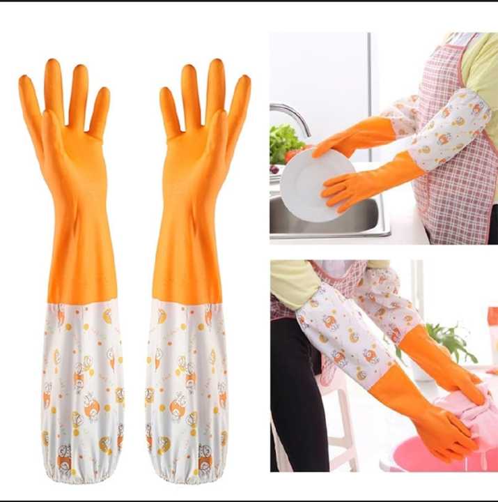 High Quality Multicolour Silicone Kitchen Hand Gloves for Dish Washimg - 1 Pair