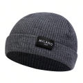 Unisex MILANO Letter Label Beanies Winter Warm Hat Hip Hop Cap Beanie Hat Caps for Women Men.