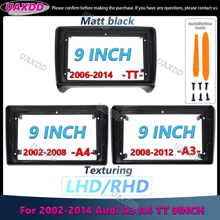 For 2002-2014 AUDI TT A3 A4 9INCH 2 Din Car stereo radio Android frame panel fascia cable video harness adapter decoder canbus