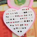 72/Pieces which is 36/Pairs of Studs, Random Earrings, Cartoon heart shape packing Hypoallergenic Plastic and metal Stud Earrings Set for Women Girls. 