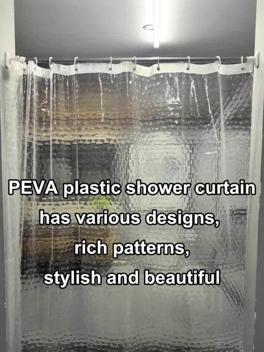 Irregular 3D semi transparent water cube printed decorative bathroom shower curtain waterproof shower curtain set high-end bathr