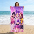 Style Beach Towel Pink Purple Gradient Starry Sky Anime Design for Beach Pool Camping Outdoor. 