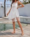 CROCHET BIKINI-Women's Beach Dress, Swimsuit Cover-Ups, Beachwear, Beige Dresses Suit, Swim Cape for Women, Summer.