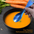 Pure Titanium Spork 2 in 1 Spoon Ultralight Tableware Portable Fork Outdoor Camping Picnic Travel Cookware Eco-Friendly Flatware. 