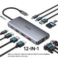 MOKiN 12 in 1 USB C Hub Triple Display Dual HDMI Adapter,Docking Station with VGA,RJ45,100WPD,USB3.0,For Macbook/HP/Dell usb hub. 