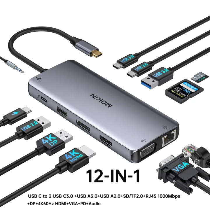 MOKiN%2012%20in%201%20USB%20C%20Hub%20Triple%20Display%20Dual%20HDMI%20Adapter,Docking%20Station%20with%20VGA,RJ45,100WPD,USB3.0,For%20Macbook/HP/Dell%20usb%20hub%20-%20Image%206