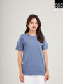 Yuenpuen T-shirt navy blue no stretch no iron T-shirt plain color stand collar women T-shirt men. 
