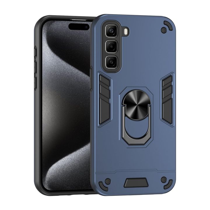 Infinix Hot 50 Pro / Hot 50 Pro Plus (6.78-INCH)  premium Case Luxury Shock-Proof Armor With Car Ring Stand Cover