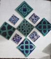 wall hanging plates blue pottery. 