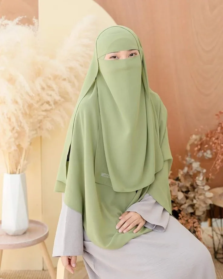Hijab Half Niqab patti And Plain Scarf Chiffon Soft Georgette