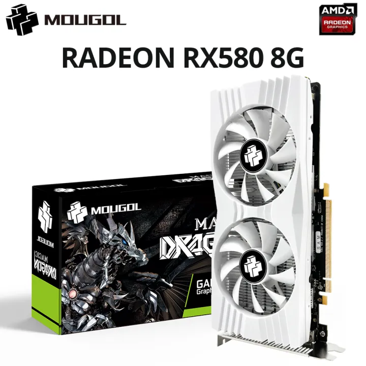 MOUGOL Radeon RX580 8G Graphics Card GDDR5 Memory AMD Gaming Card PCIE3.0x16 HDMI-compatible DP for Computer Accessories