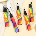 1pc - Rainbow Wonder - Portable Three- fold Umbrella with Short Handle,  Foldable Design for Effortless Style and Protection. 