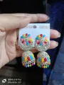 Silver Indian Stone Jhumka Earrings. 