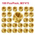 100Pcs M3 Threaded Heat Insert Embedment Nut Knurled Brass M3X4X5 For 3D Printer Voron 2.4 And Others. 