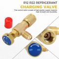 Air Conditioning Refrigerant Safety Valve R410A R22 1/4" 5/16" Refrigeration Charging Safety Liquid Adapter Hand Tool Parts. 