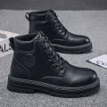 New autumn men shoes boots High Top Fashion Motorcycle Leather Shoes Outdoor leisure comfortable Boots male Lace-Up Botas.