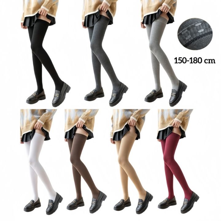 2Pairs Women's Stockings Winter Cotton Long Socks Over Knee Thigh-High Hosiery Spring Socks Leg Covers Female Wear Warm Socks
