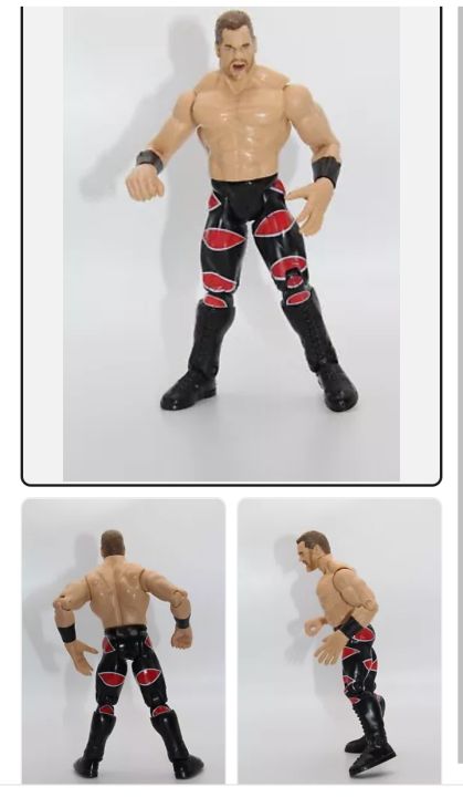 genuine Jakks Titan Tron WWE WCW Chris Benoit Wrestling Figure - Red & Black Pants