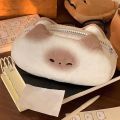 Cute French Toasted Pen Bag Plush Large Capacity Student Pencil Case Multi-function Funny Stationery Storage Bag Organizer.