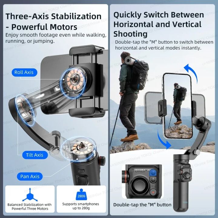 Handheld%203-Axis%20Gimbal%20Stabilizer%20for%20iPhone%20&%20Android,%20Anti-Shake%20Phone%20Holder%20with%20Tripod,%20for%20Vlogging%20&%20Video%20Recording%20-%20Image%203