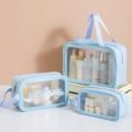 3pc Set Cosmetic Bag Pouch Transparent PVC Travel Toiletry Makeup Wash Bag. 