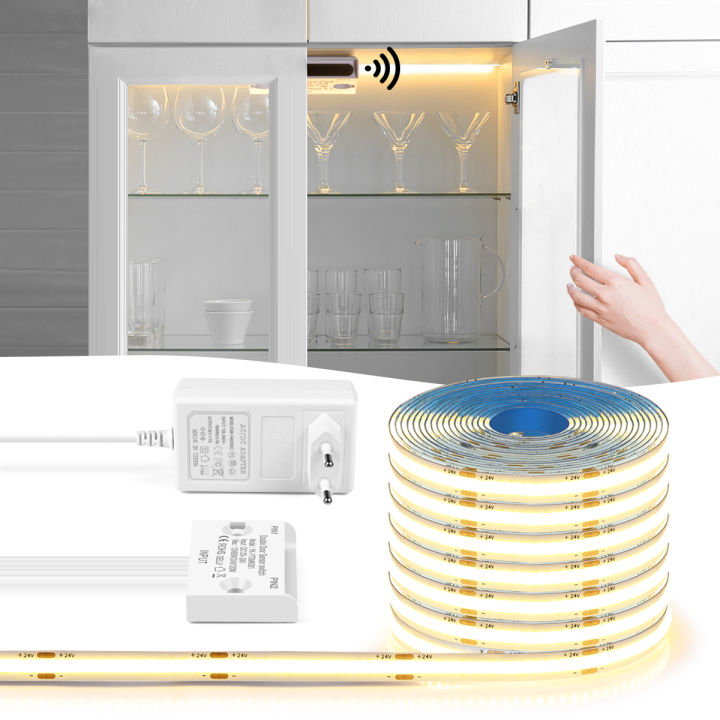 Smart Door COB LED Strip Motion Sensor Lights 12V 2M 5M 10M LED Under Cabinet Lamp  Shoe Wardrobe Showcase Book Shelf Lighting lightify