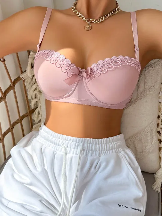 High%20Quality%20Pink%20Heavy%20Duty%20Lace%20Design%20Underwear%20Bow%20Daily%20Push%20Up%20Bra%20Sexy%20Lingerie%20Women%20With%20Steel%20Ring%20%20J1903%20-%20Image%203