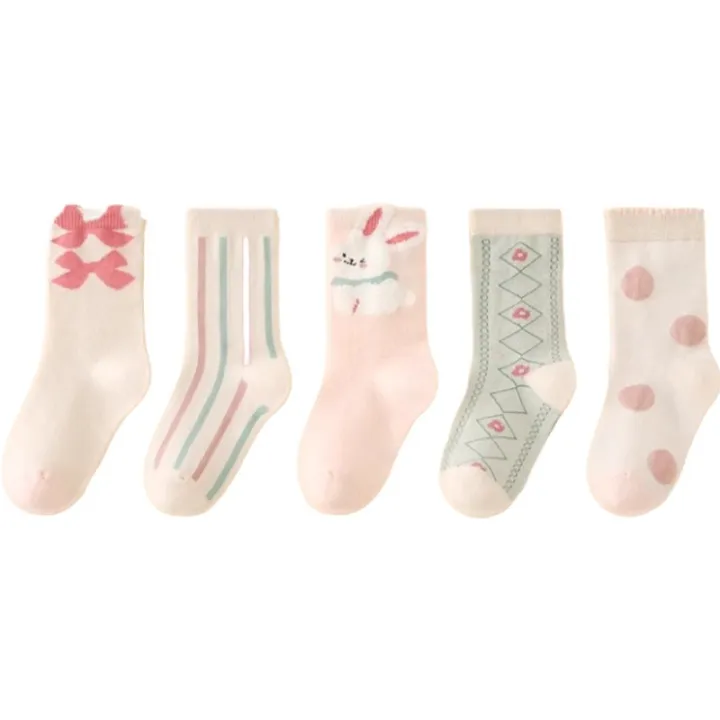 5%20Pairs%20Children's%20Socks%20for%20Girls,%20Sweet%20Cute%20Cartoon%20Rabbit%20Girl's%20Casual%20Socks%20(Autumn%20&%20Spring)%20-%20Image%205