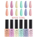 JR 6pcs 10ml gel nail polish set Including Red Pink Nude Gel Polish Kit UV LED Soak Off Polish Home DIY top coat base coat gifts. 