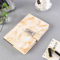 A5 Marble Patterned Vintage Password Locked Notebook, Minimalist Student Diary, Soft Copy Notebook. 