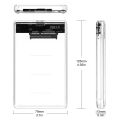 USB 3.0/Type C External Hard Drive Enclosure 2.5 Inch SATA to USB3.0 UASP Clear Portable Hard Drive Case HDD Tool-Free. 
