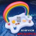 Summer Rainbow Inflatable Toys Beer Drinking Cooler Table Bar Tray Beach Swimming Pool Party Float Inflatable Ring Water Toys.