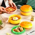 Burger Lunch Box  Hamburger shape Lunch Box For School Kids Picnic Plastic Lunch Box. 