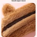 Cute Cartoon Capybara Large Capacity Plush Pencil Case, Makeup Brush Storage Bag, Office Stationery Organizer Pouch. 