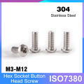 ISO7380 A2-70 304 Stainless Steel Allen Bolt M3 M4 M5 M6 M8 M10 M12 Hex Hexagon Socket Button Head Screw. 