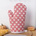 1 Piece Cotton And Linen Heart Printed Microwave Oven Gloves For Household Kitchen Thickened Heat-Resistant Gloves. 