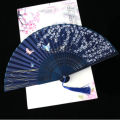 Retro Style Folding Fan Female Japanese Pattern Retro Cloth Art Craft  Home Decoration Ornament Dancing Hand Fan. 