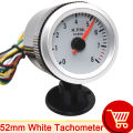 AD 52mm Tachometer tacometro 12V Car LED Tacho Gauge Tachometer 0-8000 RPM Meter White Black for 1-8 Cylinder Gasoline Engine. 