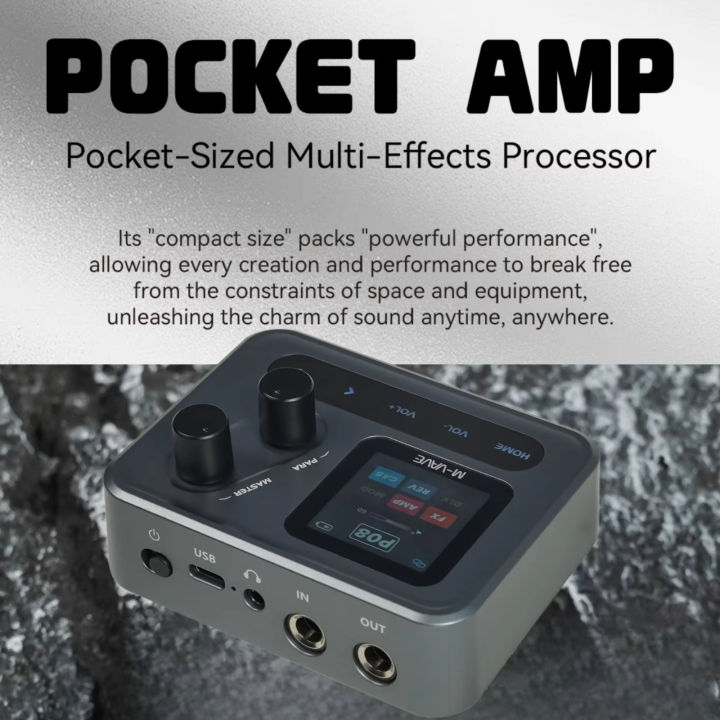 M-VAVE%20POCKET%20AMP%20Gray%20Pocket%20Effects%20Pedal%20Multi-Effect%20Processor%206-in-1%20USB-C%20Suitable%20for%20Direct%20Recording%20Guitar%20Bass%20-%20Image%203
