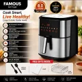 Famous Digital Air Fryer 5 Ltrs Top Rated Large Size Basket With Free Spatula, Brush and Glove. 